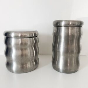 HomeSense Set of 2 Stainless Steel Kitchen Storage Canisters – Wave Design